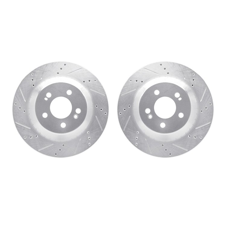 7002-63134 Drilled/Slotted Brake Rotors [Silver], 2015-2021 Mercedes-Benz, Position: Rear
