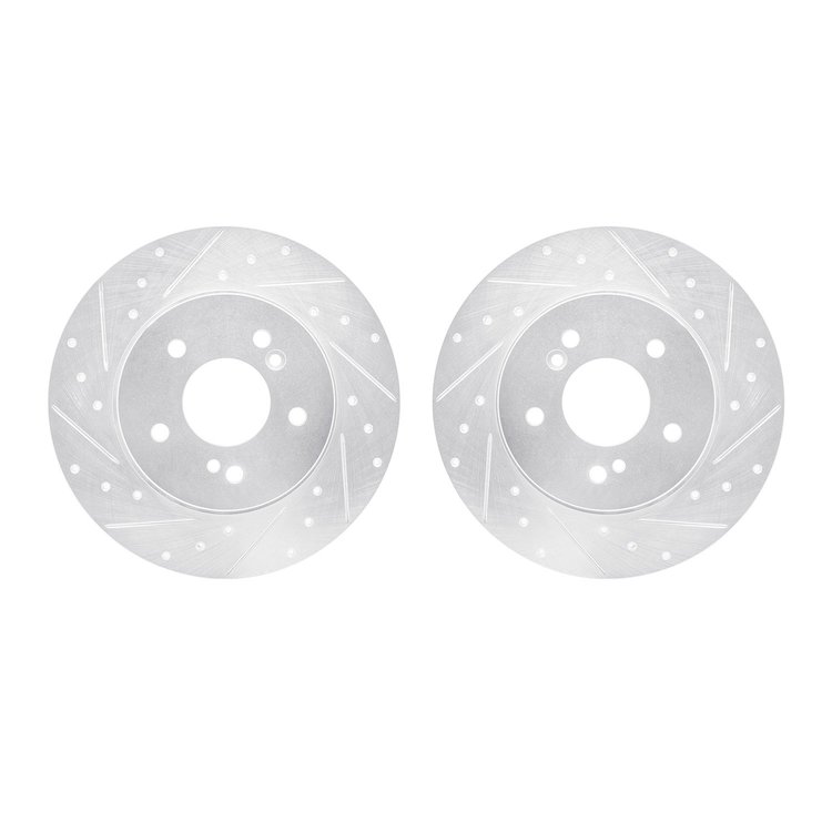 7002-63135 Drilled/Slotted Brake Rotors [Silver], 1996-1998 Mercedes-Benz, Position: Rear