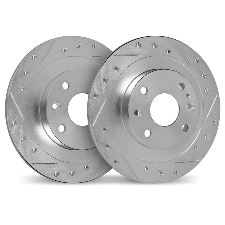 7002-64001 Drilled/Slotted Brake Rotors [Silver], 1963-1979 Multiple Makes/Models, Position: Front