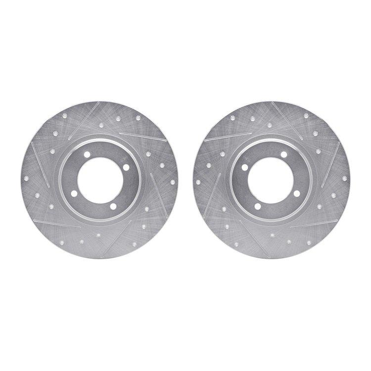 7002-64002 Drilled/Slotted Brake Rotors [Silver], 1962-1980 MG, Position: Front