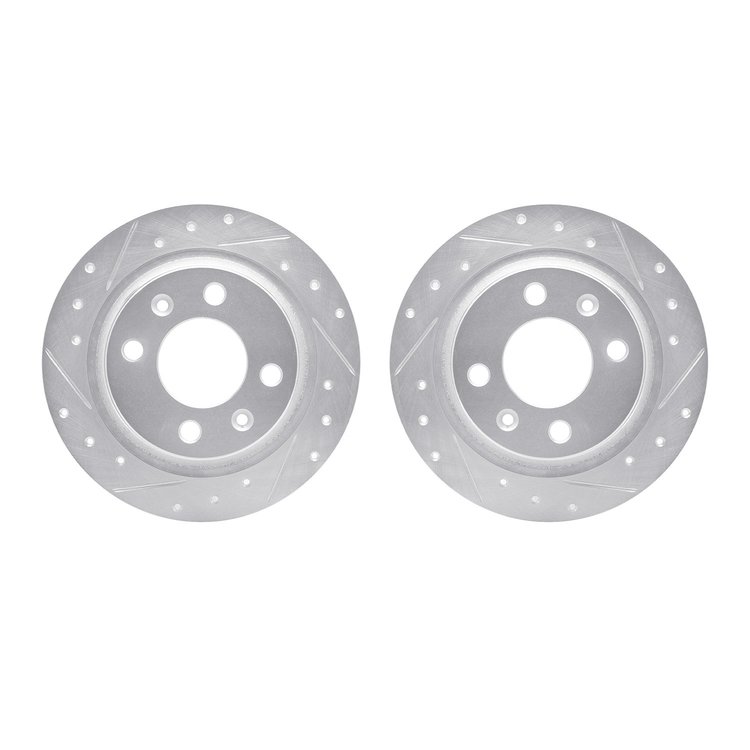 7002-65022 Drilled/Slotted Brake Rotors [Silver], 1986-1998 GM, Position: Rear