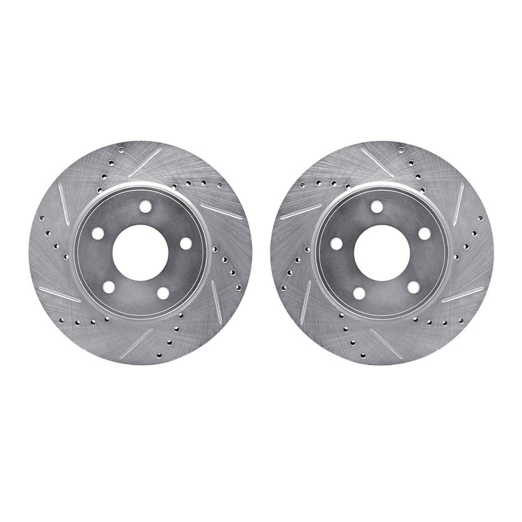 7002-67000 Drilled/Slotted Brake Rotors [Silver], Fits Select Multiple Makes/Models, Position: Front
