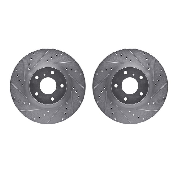 7002-67001 Drilled/Slotted Brake Rotors [Silver], Fits Select Infiniti/Nissan, Position: Front