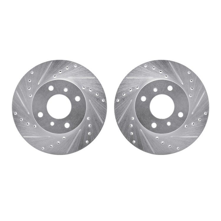 7002-67003 Drilled/Slotted Brake Rotors [Silver], 1993-2006 Infiniti/Nissan, Position: Front