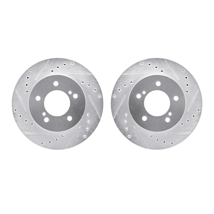7002-67015 Drilled/Slotted Brake Rotors [Silver], 1993-2002 Multiple Makes/Models, Position: Front