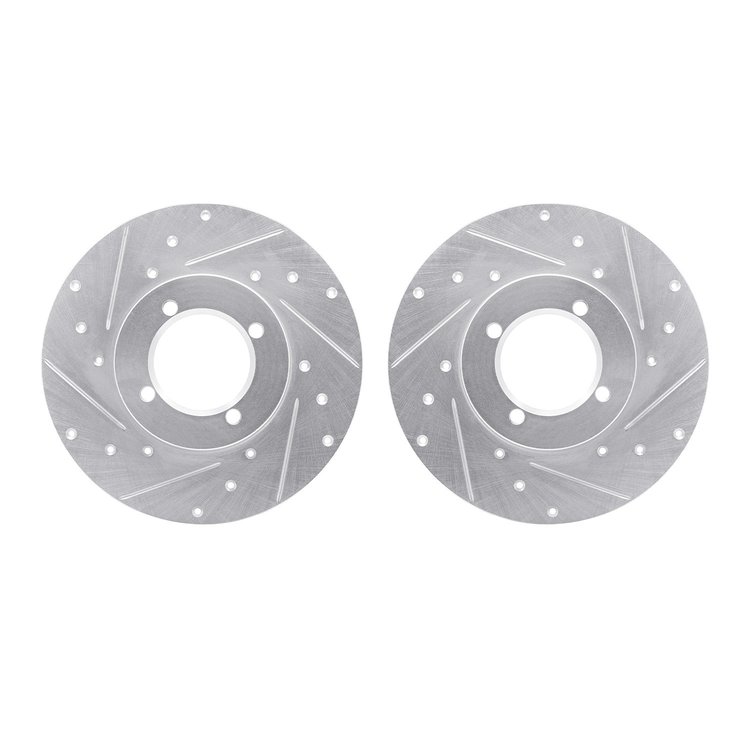 7002-67018 Drilled/Slotted Brake Rotors [Silver], 1980-1983 Infiniti/Nissan, Position: Front