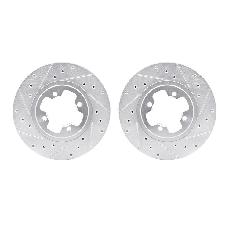 7002-67019 Drilled/Slotted Brake Rotors [Silver], 1981-1988 Infiniti/Nissan, Position: Front