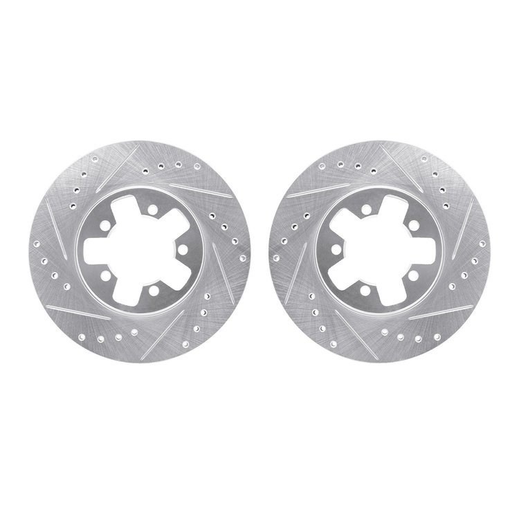 7002-67020 Drilled/Slotted Brake Rotors [Silver], 1984-1989 Infiniti/Nissan, Position: Front