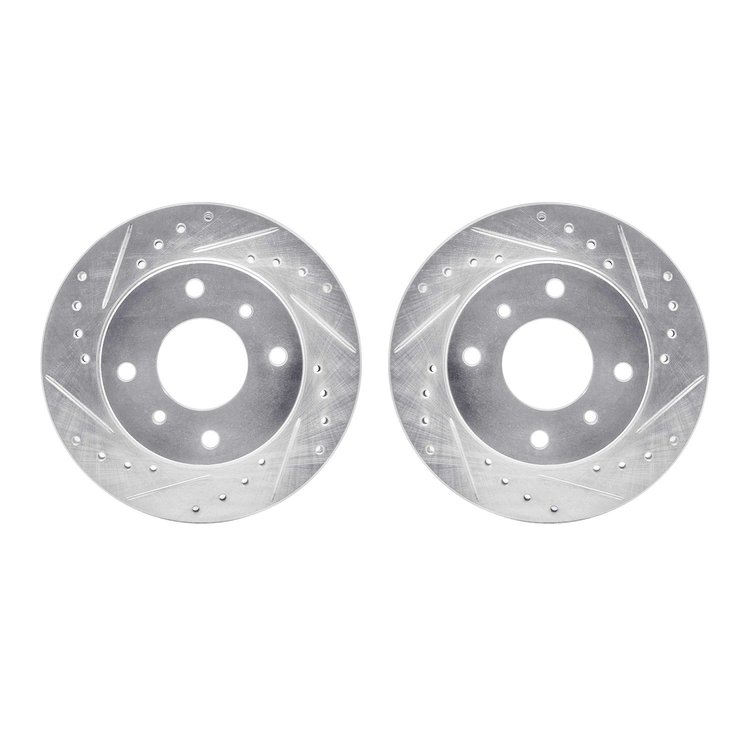 7002-67023 Drilled/Slotted Brake Rotors [Silver], 1989-1996 Infiniti/Nissan, Position: Front