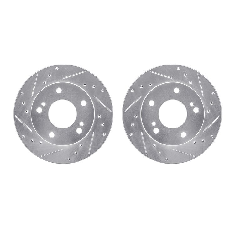 7002-67024 Drilled/Slotted Brake Rotors [Silver], 1994-1996 Infiniti/Nissan, Position: Front