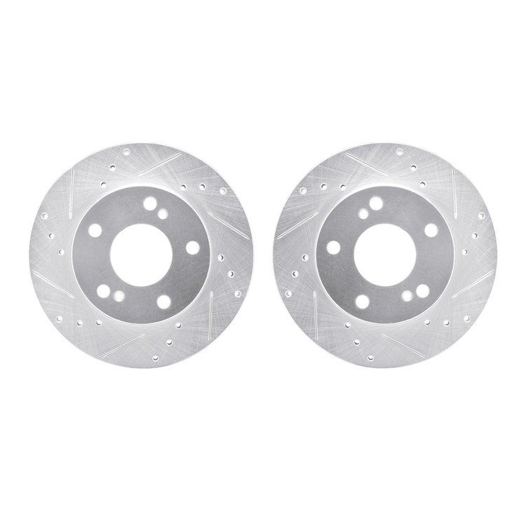 7002-67025 Drilled/Slotted Brake Rotors [Silver], 1996-1998 Infiniti/Nissan, Position: Front
