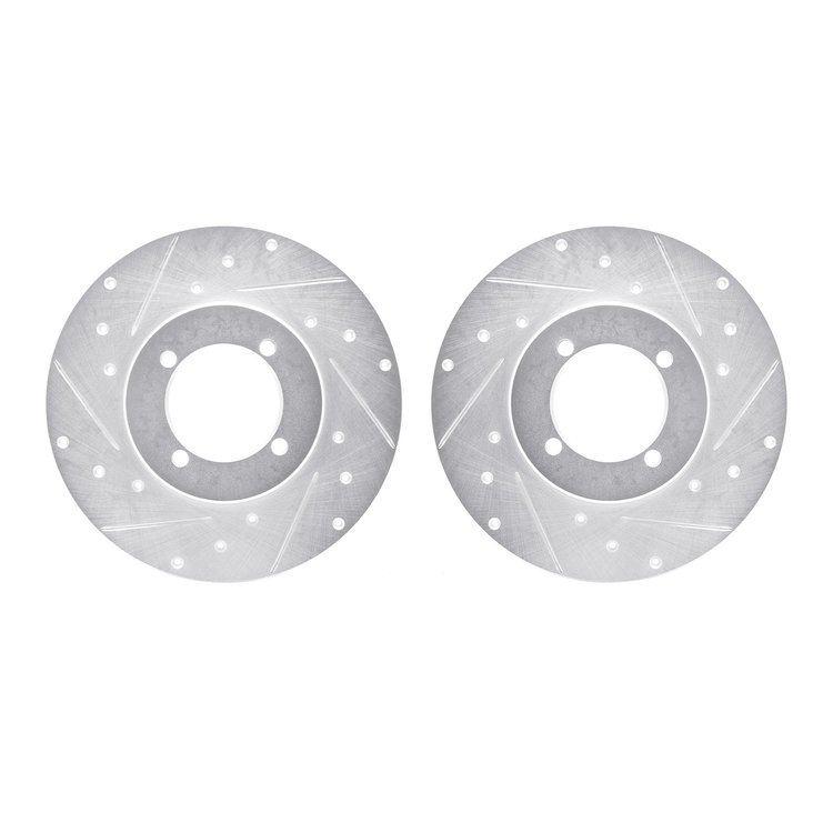7002-67026 Drilled/Slotted Brake Rotors [Silver], 1970-1973 Infiniti/Nissan, Position: Front