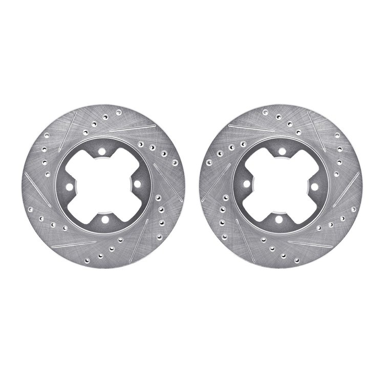 7002-67028 Drilled/Slotted Brake Rotors [Silver], 1979-1983 Infiniti/Nissan, Position: Front