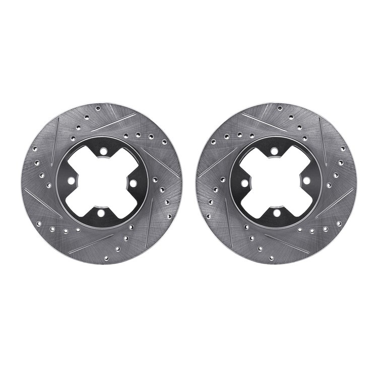 7002-67029 Drilled/Slotted Brake Rotors [Silver], 1984-1985 Infiniti/Nissan, Position: Front