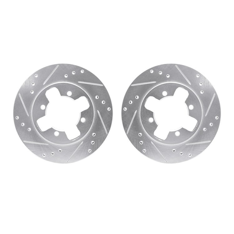 7002-67030 Drilled/Slotted Brake Rotors [Silver], 1984-1986 Infiniti/Nissan, Position: Front