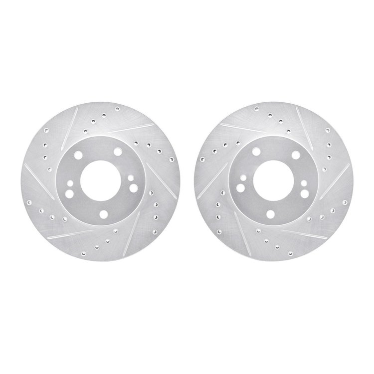 7002-67031 Drilled/Slotted Brake Rotors [Silver], 1989-1990 Infiniti/Nissan, Position: Front