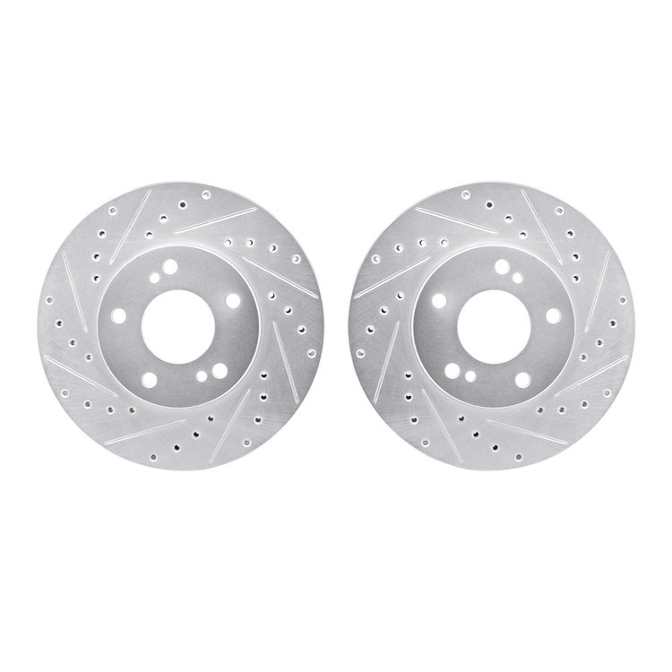 7002-67032 Drilled/Slotted Brake Rotors [Silver], 1989-1996 Infiniti/Nissan, Position: Front