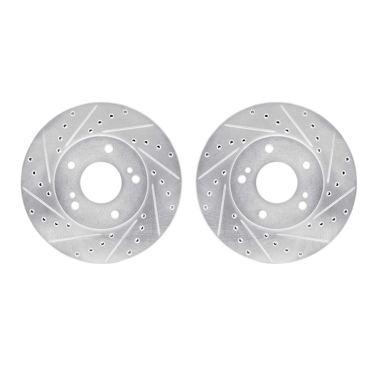 7002-67033 Drilled/Slotted Brake Rotors [Silver], 1987-1989 Infiniti/Nissan, Position: Front