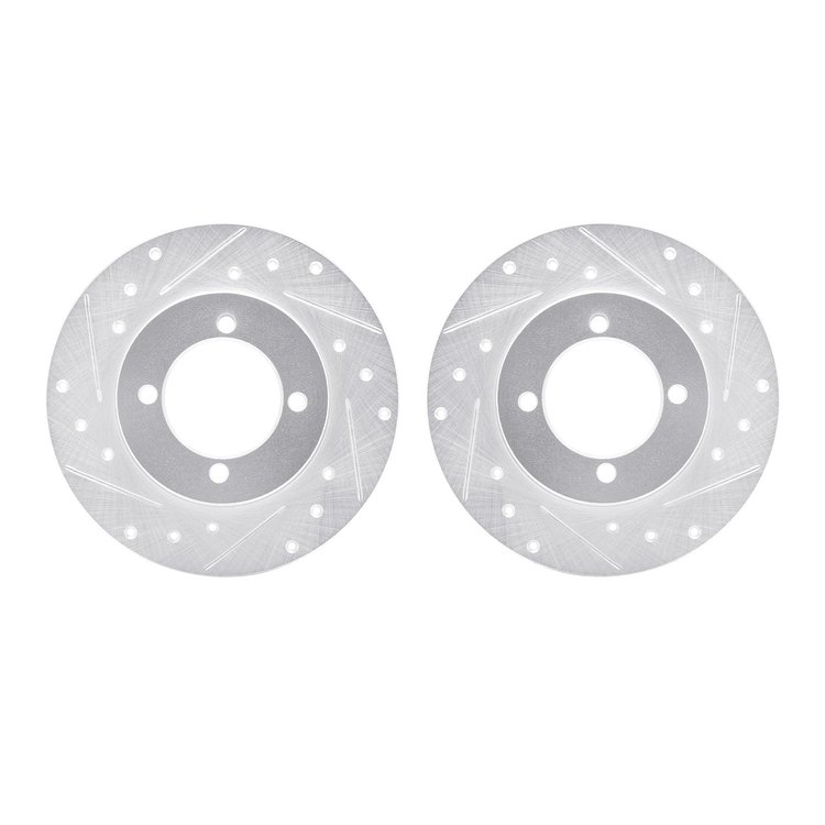 7002-67036 Drilled/Slotted Brake Rotors [Silver], 1974-1975 Infiniti/Nissan, Position: Front