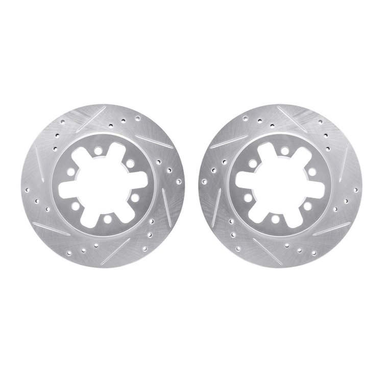 7002-67039 Drilled/Slotted Brake Rotors [Silver], 1985-1997 Infiniti/Nissan, Position: Front
