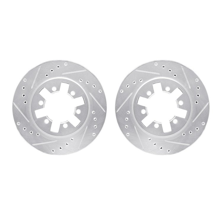 7002-67040 Drilled/Slotted Brake Rotors [Silver], 1985-2012 Infiniti/Nissan, Position: Front