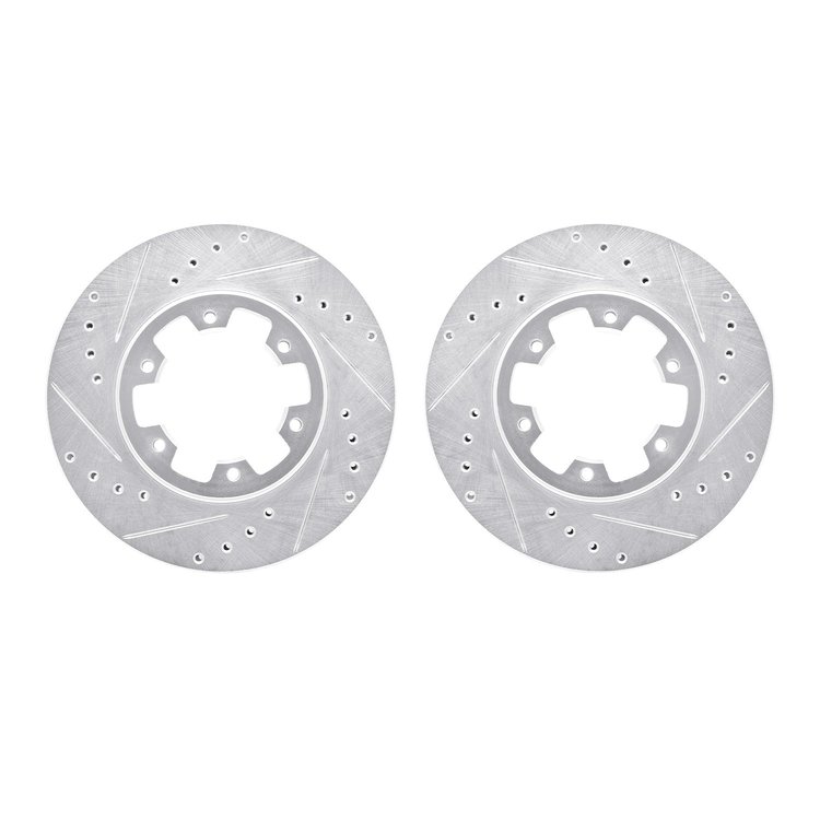 7002-67043 Drilled/Slotted Brake Rotors [Silver], 1985-2002 Infiniti/Nissan, Position: Front