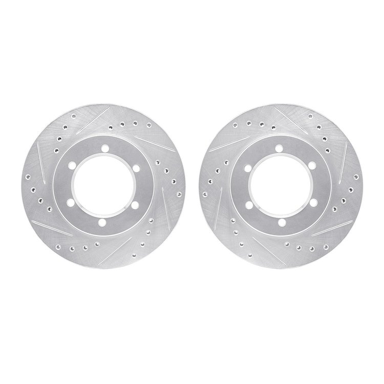 7002-67048 Drilled/Slotted Brake Rotors [Silver], 1998-2015 Infiniti/Nissan, Position: Front
