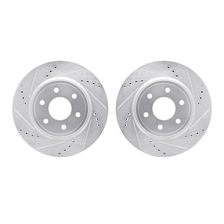 7002-67049 Drilled/Slotted Brake Rotors [Silver], Fits Select Multiple Makes/Models, Position: Front