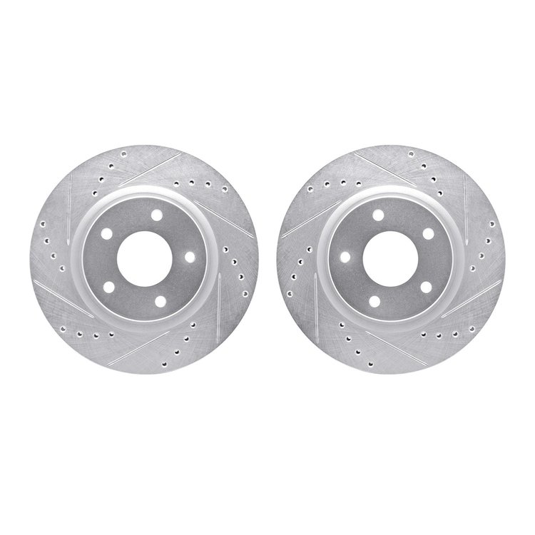 7002-67055 Drilled/Slotted Brake Rotors [Silver], Fits Select Multiple Makes/Models, Position: Front