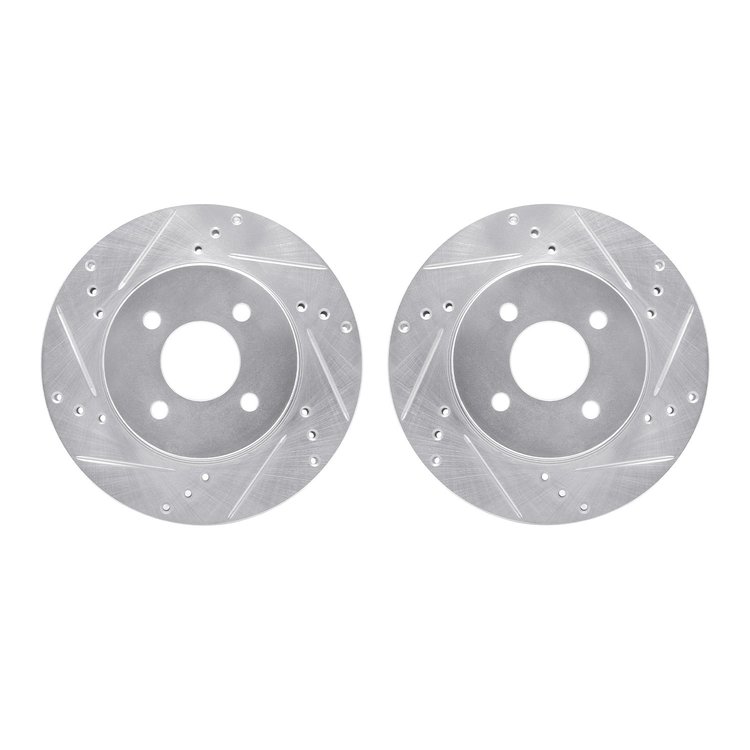 7002-67056 Drilled/Slotted Brake Rotors [Silver], 2012-2019 Infiniti/Nissan, Position: Front