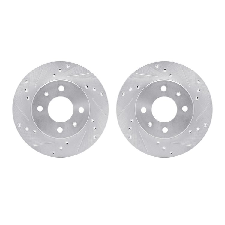 7002-67061 Drilled/Slotted Brake Rotors [Silver], 1986-2017 Infiniti/Nissan, Position: Front