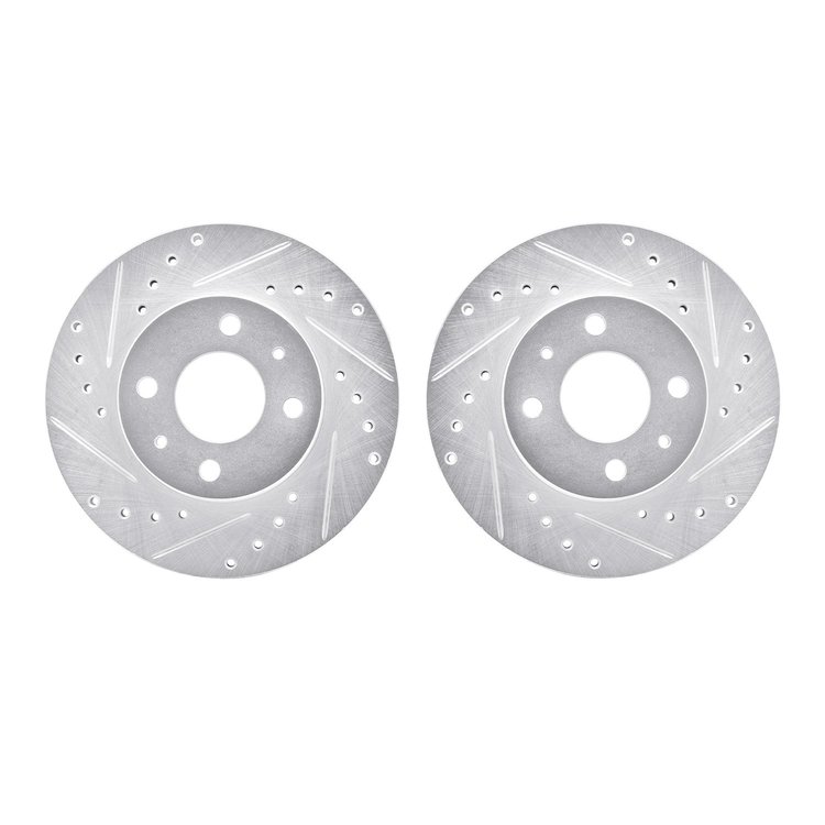 7002-67063 Drilled/Slotted Brake Rotors [Silver], 1988-2006 Infiniti/Nissan, Position: Front