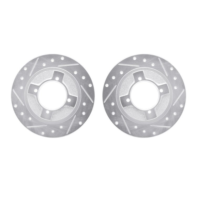 7002-67065 Drilled/Slotted Brake Rotors [Silver], 1982-1986 Infiniti/Nissan, Position: Front