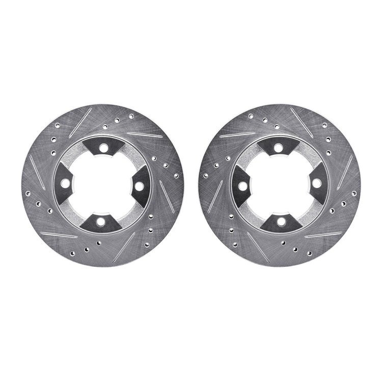 7002-67073 Drilled/Slotted Brake Rotors [Silver], 1982-1986 Infiniti/Nissan, Position: Front
