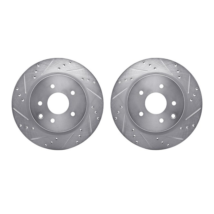 7002-67078 Drilled/Slotted Brake Rotors [Silver], Fits Select Infiniti/Nissan, Position: Rear