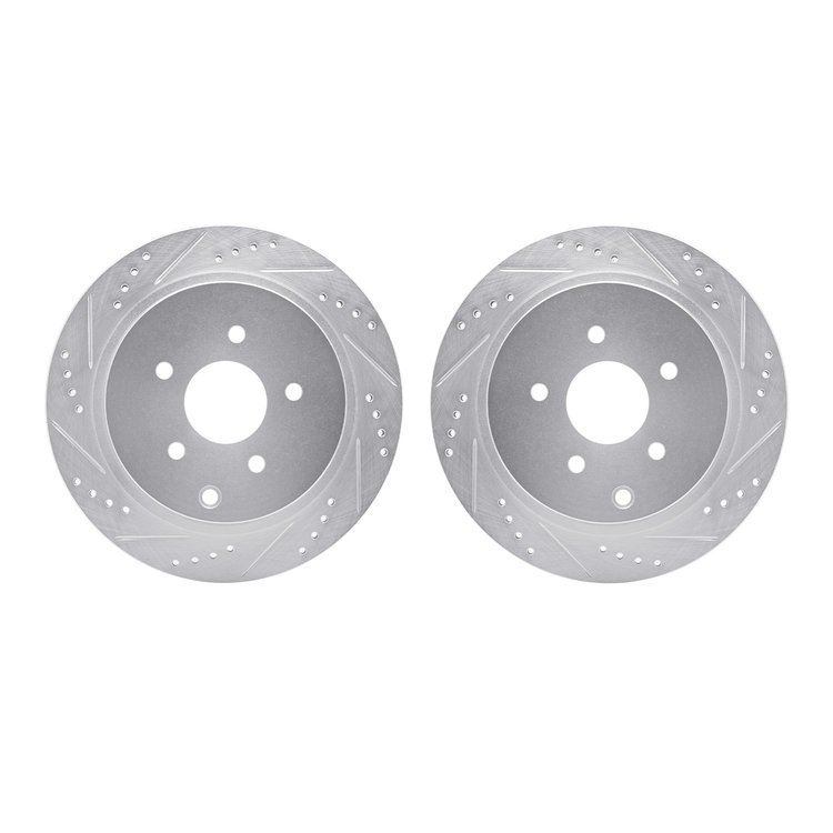 7002-67079 Drilled/Slotted Brake Rotors [Silver], Fits Select Infiniti/Nissan, Position: Rear