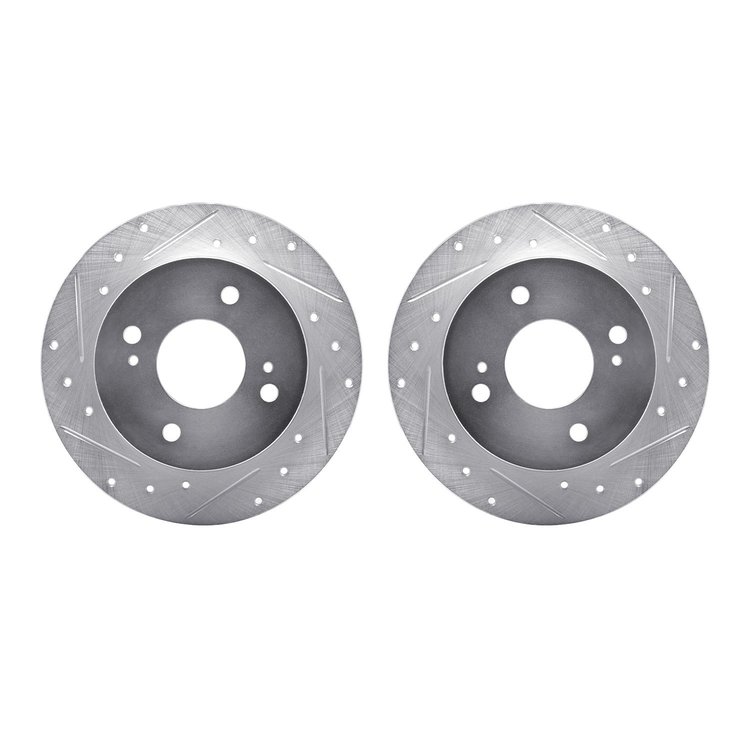 7002-67080 Drilled/Slotted Brake Rotors [Silver], 1990-2006 Infiniti/Nissan, Position: Rear