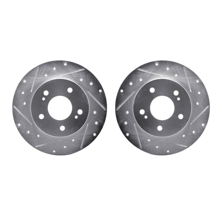 7002-67082 Drilled/Slotted Brake Rotors [Silver], 1994-2004 Infiniti/Nissan, Position: Rear