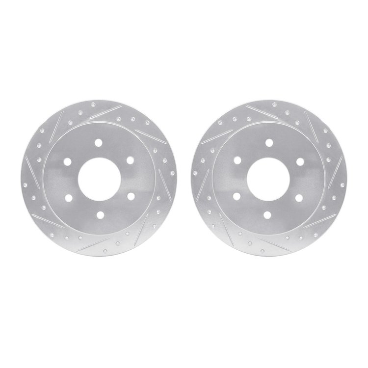 7002-67083 Drilled/Slotted Brake Rotors [Silver], 2004-2015 Infiniti/Nissan, Position: Rear