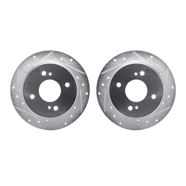 7002-67085 Drilled/Slotted Brake Rotors [Silver], 1982-1988 Infiniti/Nissan, Position: Rear