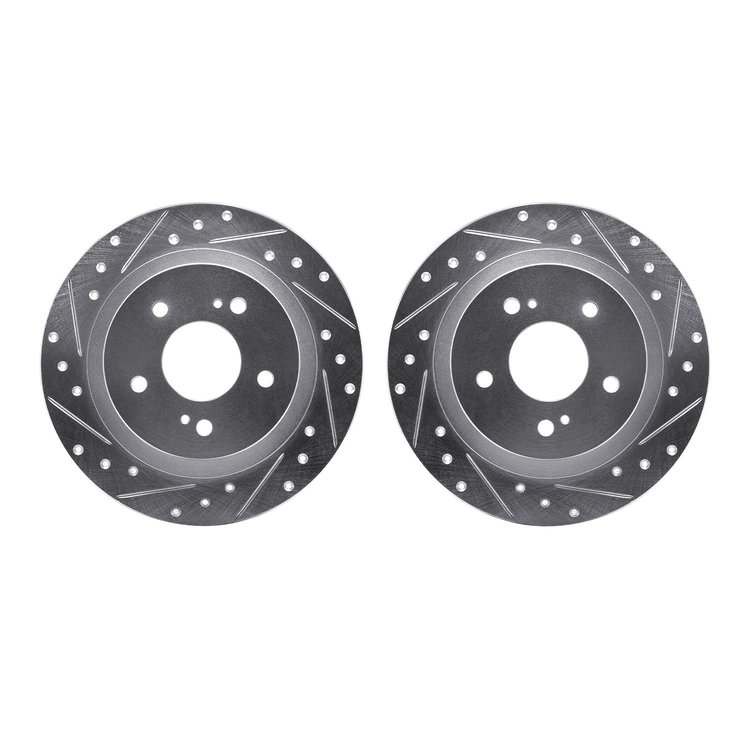 7002-67086 Drilled/Slotted Brake Rotors [Silver], 1984-1988 Infiniti/Nissan, Position: Rear
