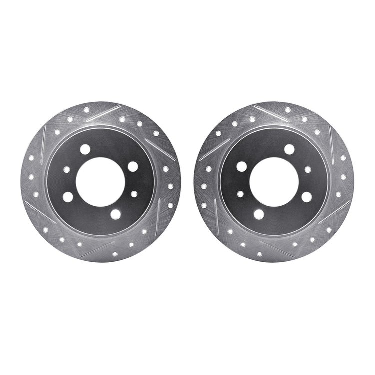 7002-67087 Drilled/Slotted Brake Rotors [Silver], 1991-2006 Infiniti/Nissan, Position: Rear
