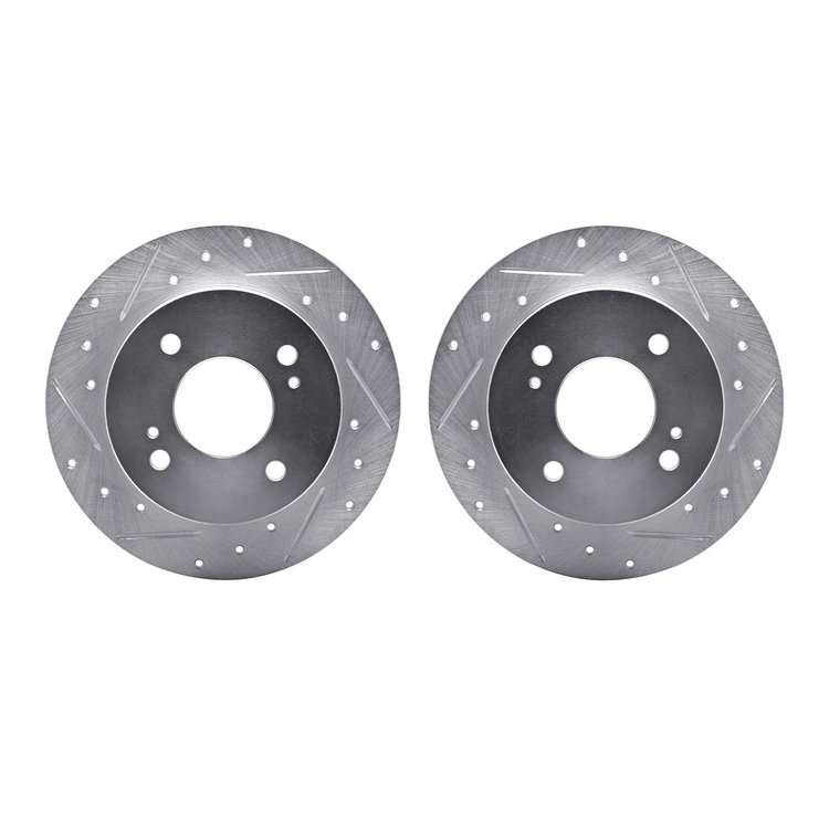7002-67088 Drilled/Slotted Brake Rotors [Silver], 1989-1998 Infiniti/Nissan, Position: Rear