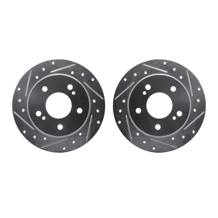7002-67089 Drilled/Slotted Brake Rotors [Silver], 1994-1998 Infiniti/Nissan, Position: Rear