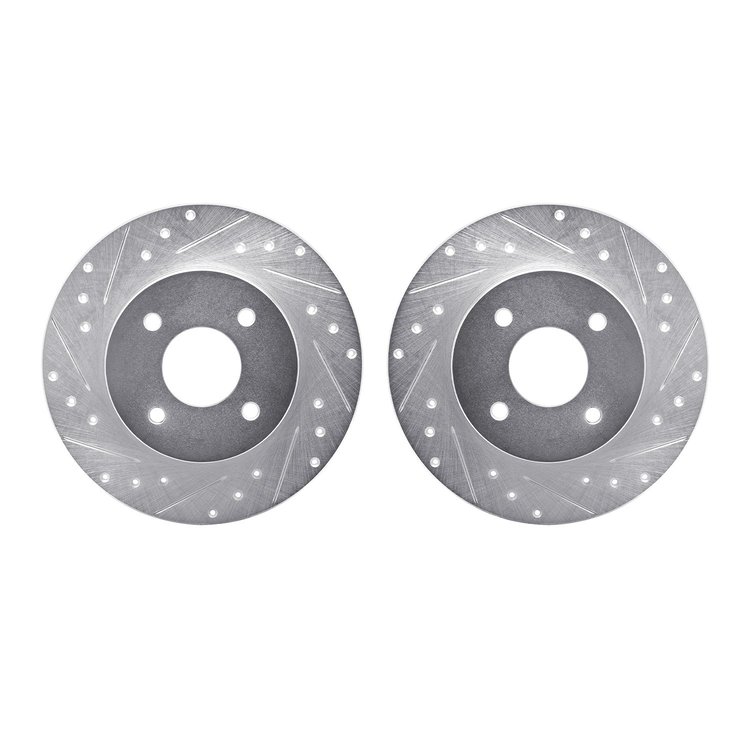 7002-67090 Drilled/Slotted Brake Rotors [Silver], 1984-1985 Infiniti/Nissan, Position: Rear