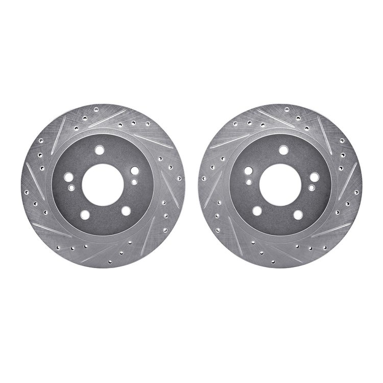 7002-67091 Drilled/Slotted Brake Rotors [Silver], 1987-1989 Infiniti/Nissan, Position: Rear