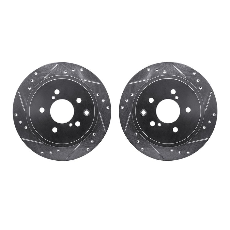 7002-67092 Drilled/Slotted Brake Rotors [Silver], 1989-1996 Infiniti/Nissan, Position: Rear
