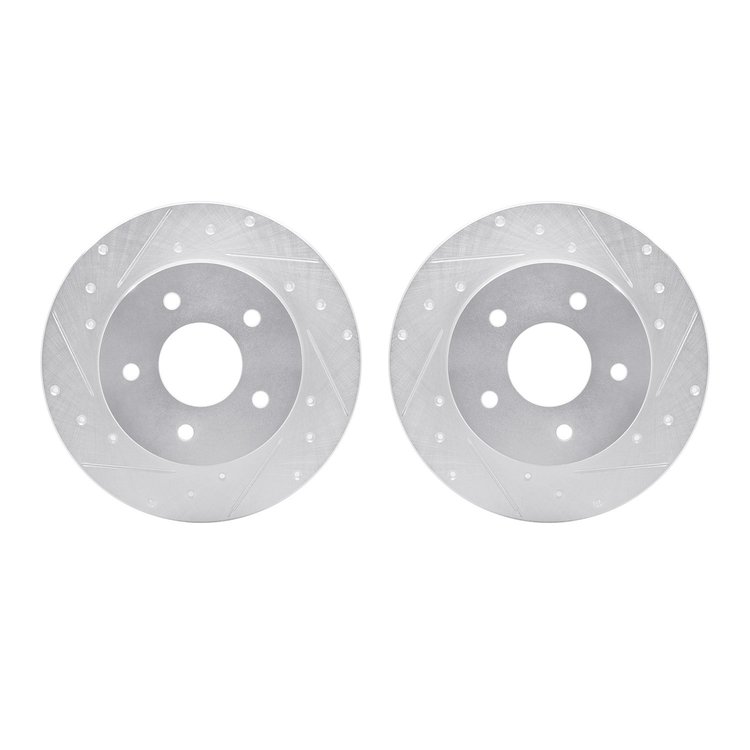 7002-67094 Drilled/Slotted Brake Rotors [Silver], Fits Select Infiniti/Nissan, Position: Rear