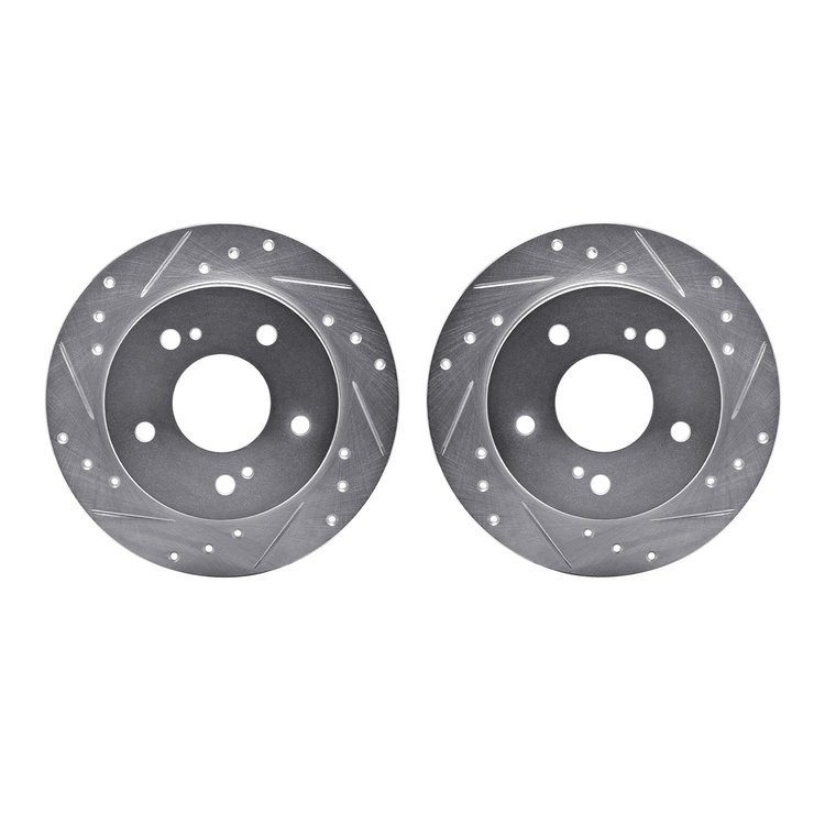 7002-67100 Drilled/Slotted Brake Rotors [Silver], 1989-1993 Infiniti/Nissan, Position: Rear