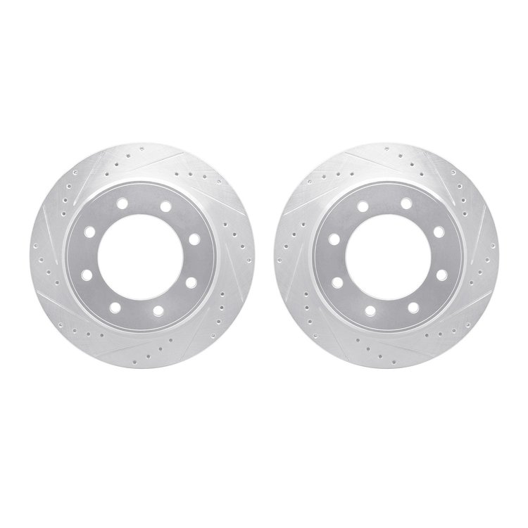 7002-67101 Drilled/Slotted Brake Rotors [Silver], 2012-2021 Infiniti/Nissan, Position: Rear